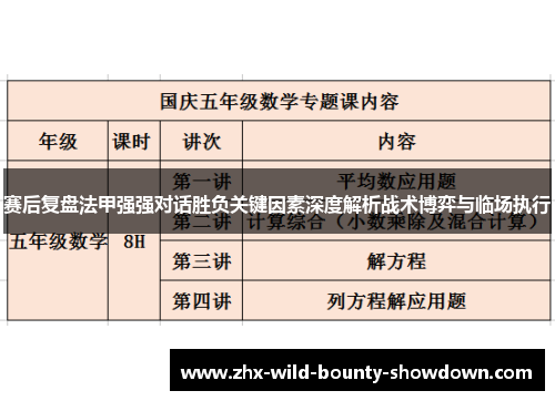 赛后复盘法甲强强对话胜负关键因素深度解析战术博弈与临场执行